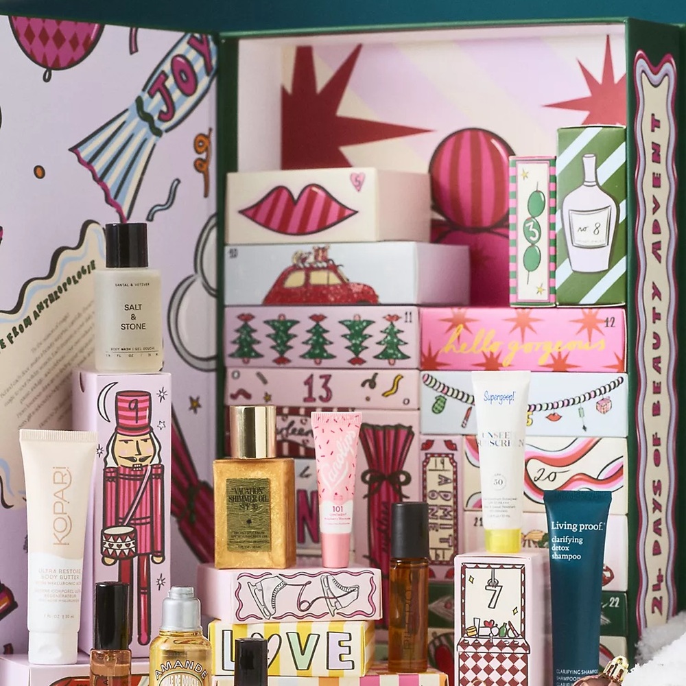 Anthropologie Festive Illustrated Bag with Pink and Blue - Picture 3 of 3